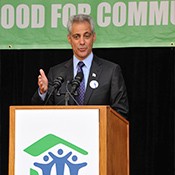 Mayor Rahm Emanuel at the Chicago Habitat for Humanity Build
