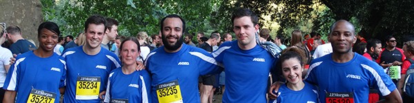 Team Anixter participating in the JPMorgan Corporate Challenge in London