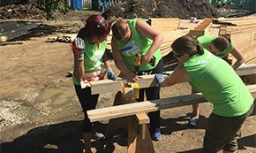 Anixter participants working together at the all women's build