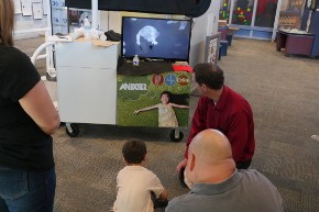 A child doing different activities to see how it effects his body heat on the screen