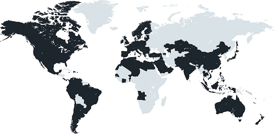 Carte mondiale de Wesco Anixter